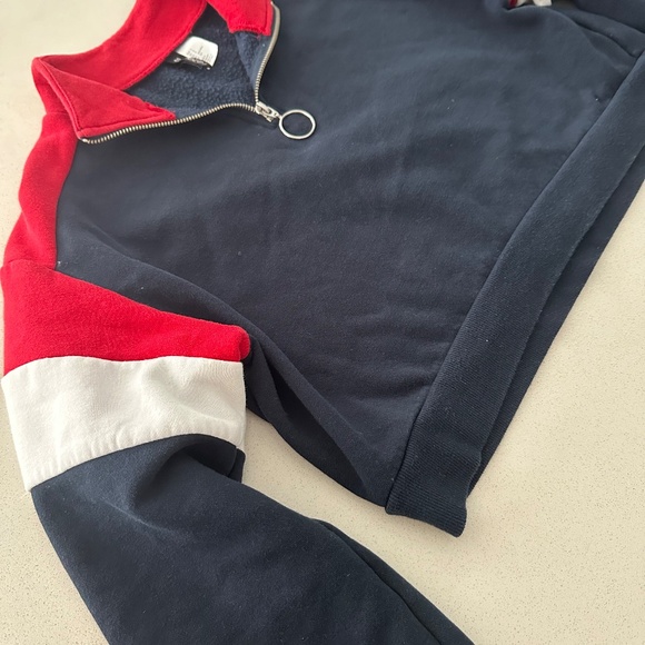 Blue and White Cropped Hoodie - Picture 4 of 7